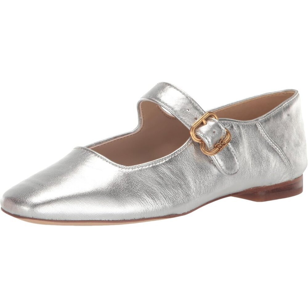 Sam Edelman Womens Soft Silver Leather Closed Pointed Toe Mary Jane Flat Shoes